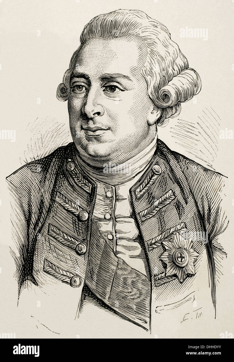 George III (1738-1820). King of Great Britain and Ireland later King of the United Kingdom and of Hanover. Engraving. Stock Photo
