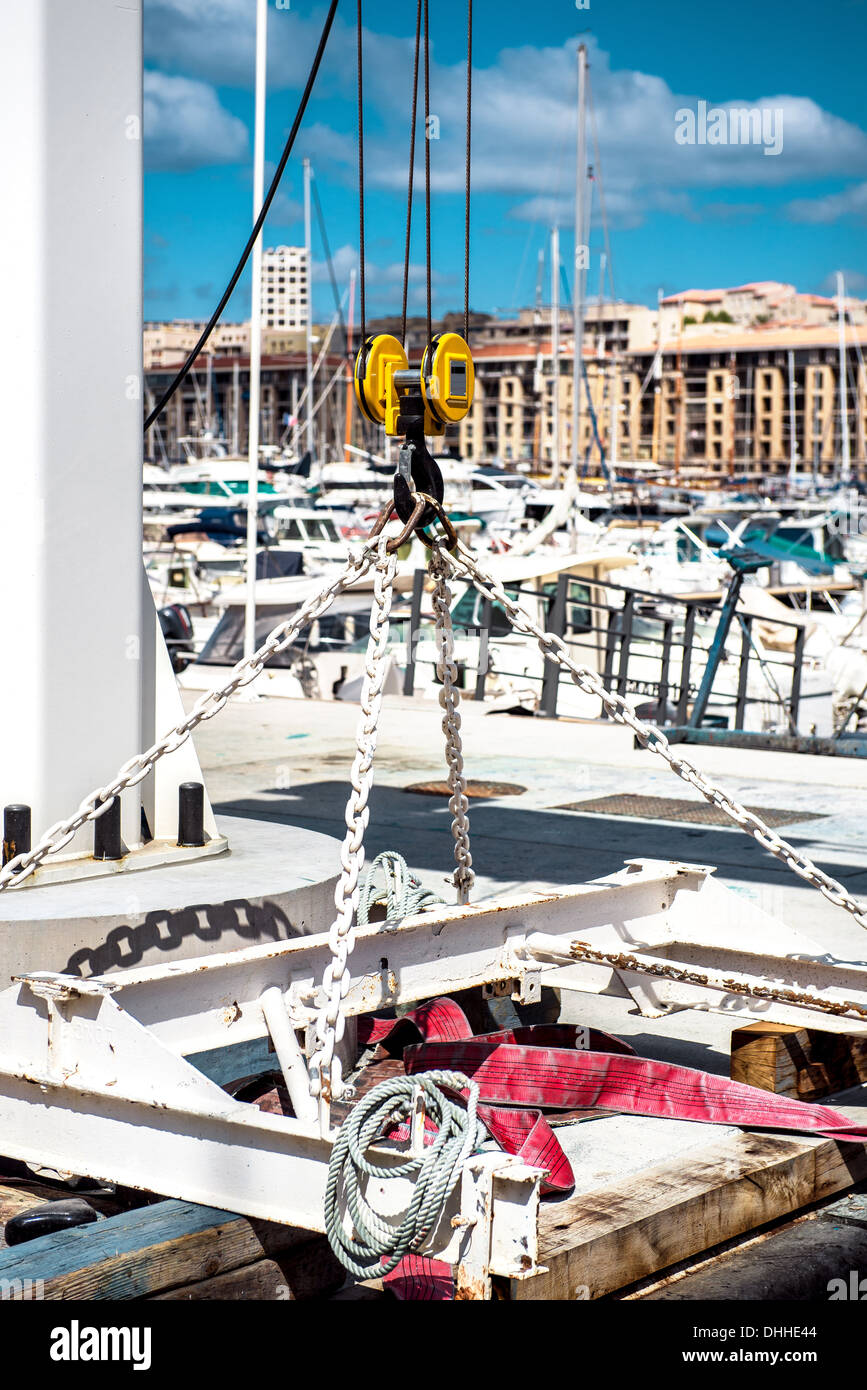 Boat lifting equipment Stock Photo Alamy