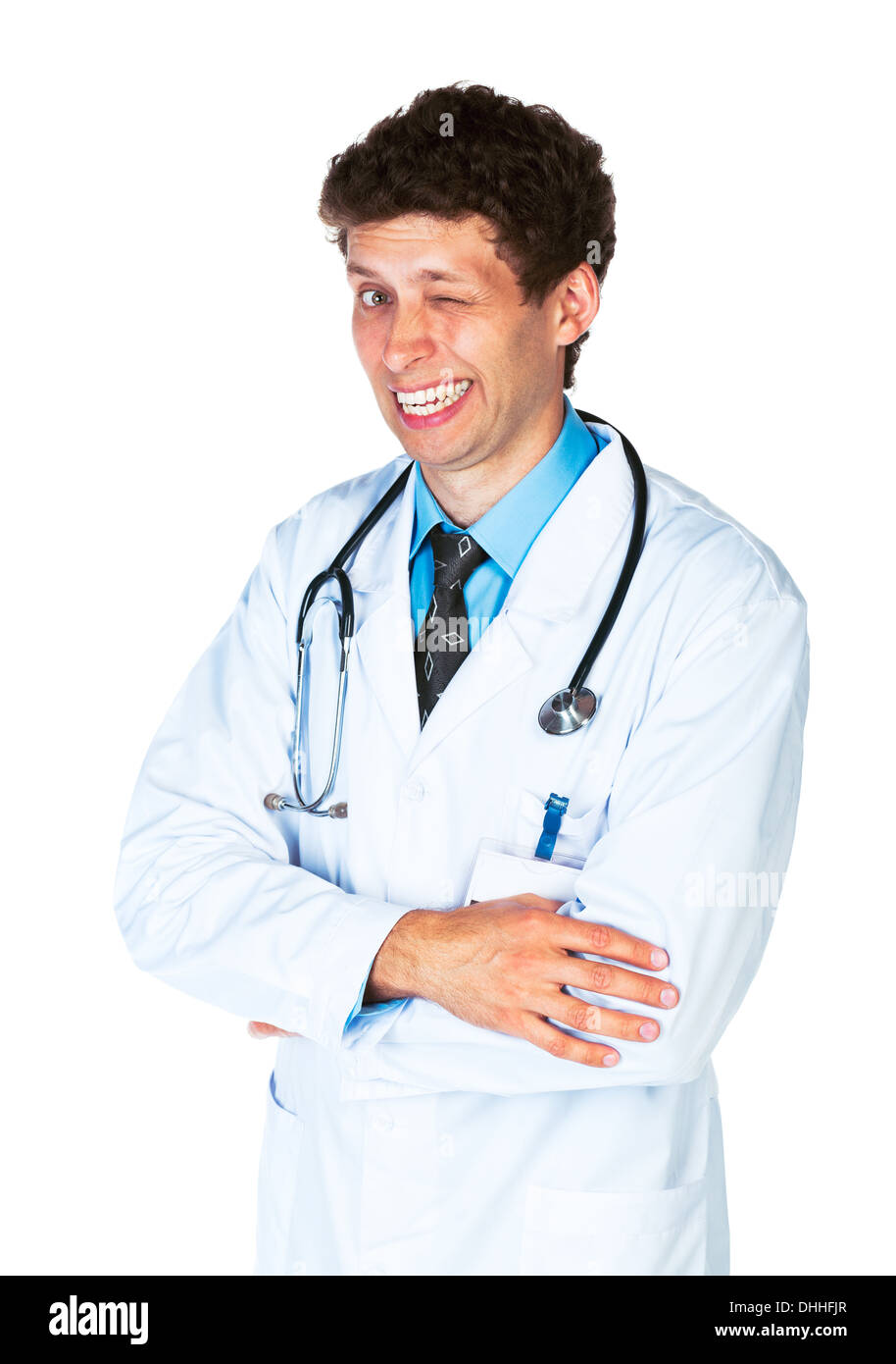 Portrait of a smiling male doctor on white background Stock Photo - Alamy
