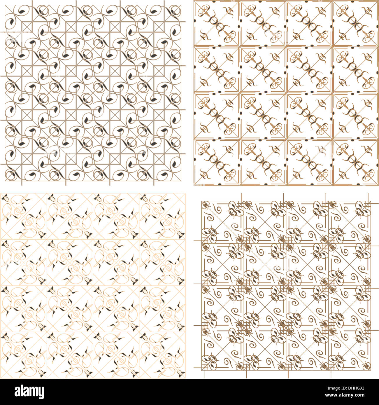 Set of four seamless pattern in retro style Stock Photo - Alamy