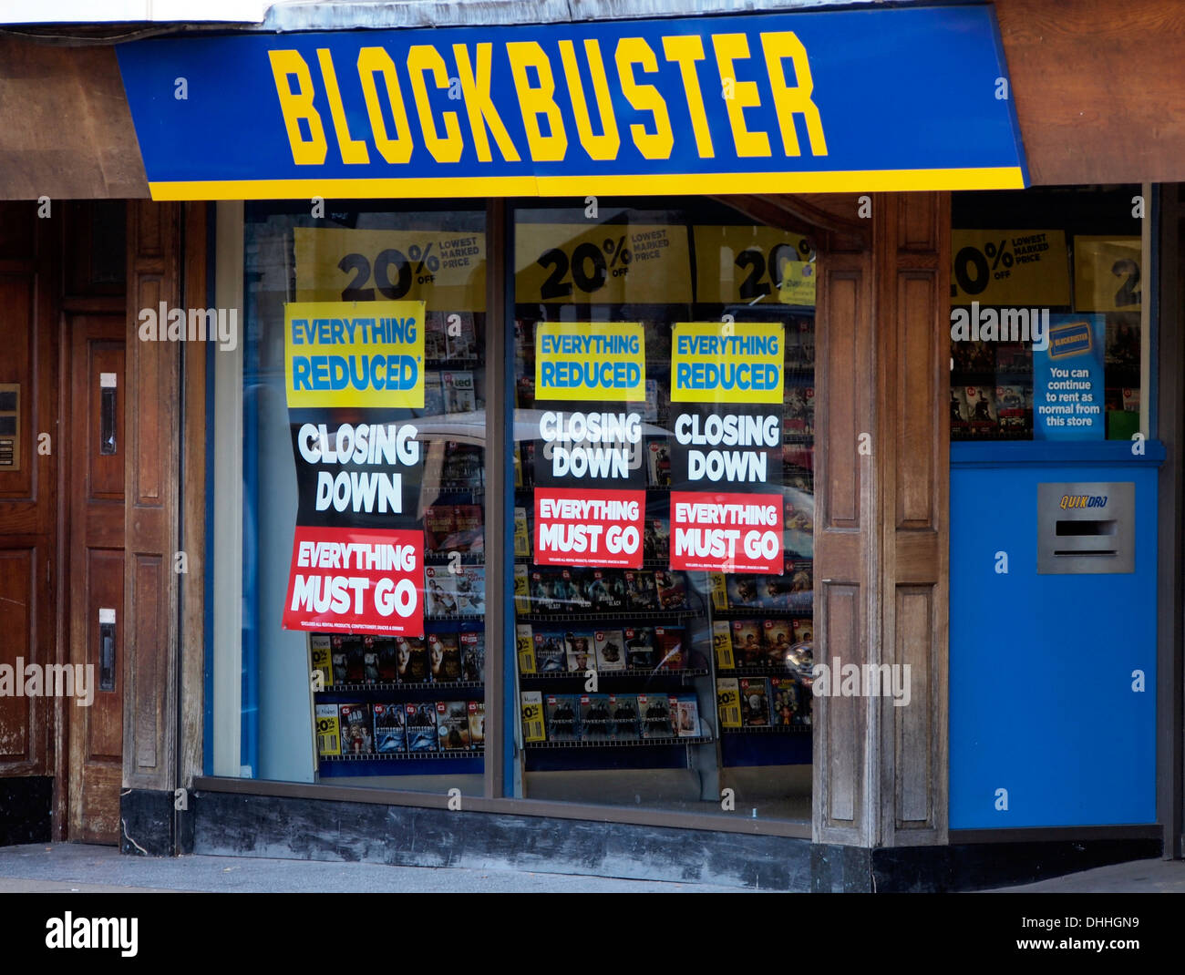A Blockbuster store closing down sale. This particular store is in Winchester, Hampshire. Stock Photo