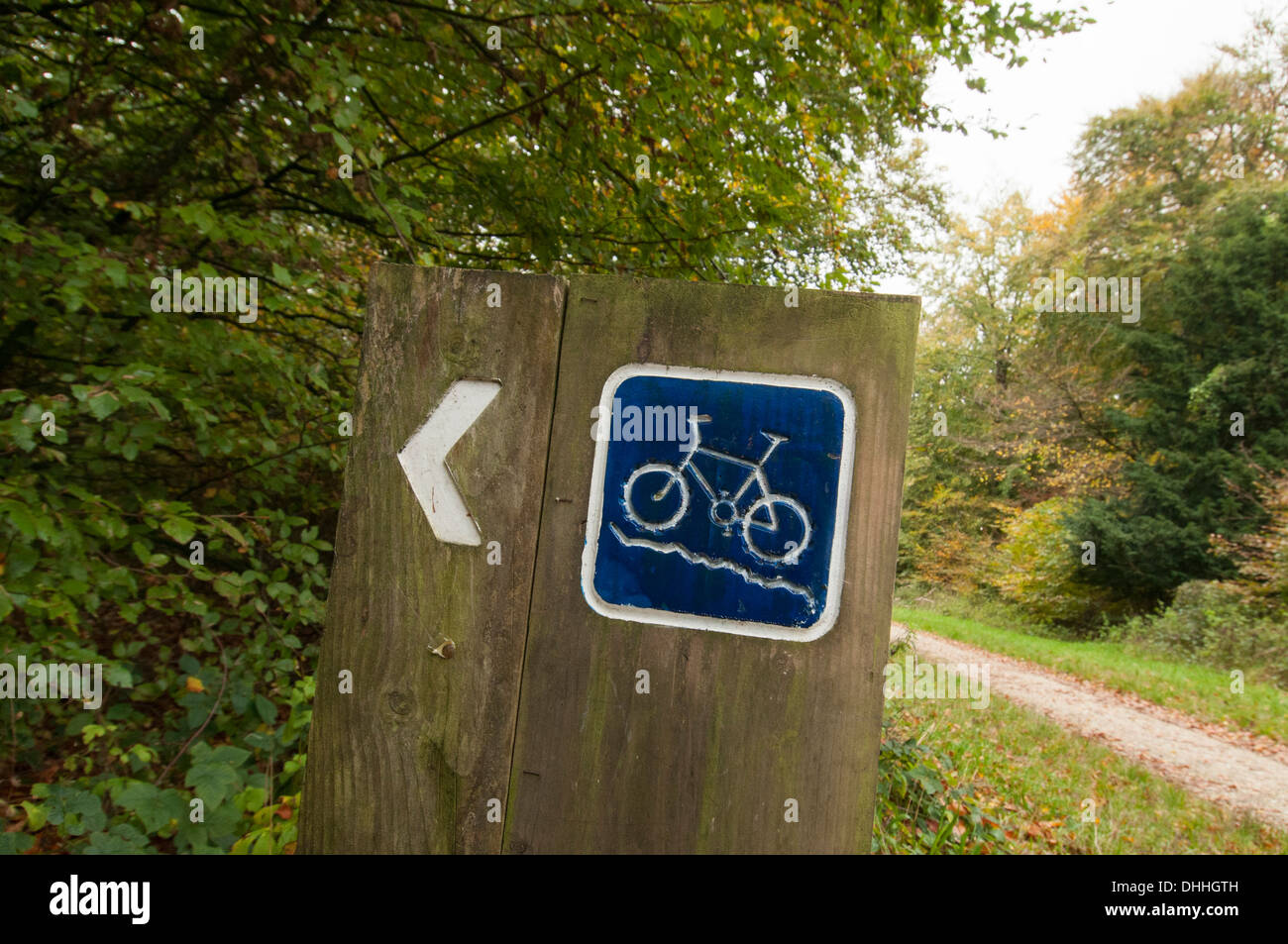 cycle route sign in the country, off road Stock Photo