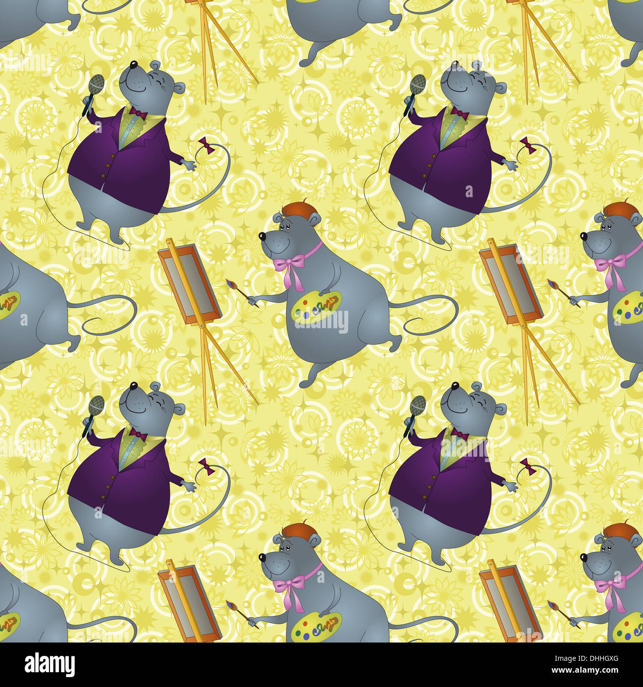 Seamless background, rats artist and singer Stock Photo