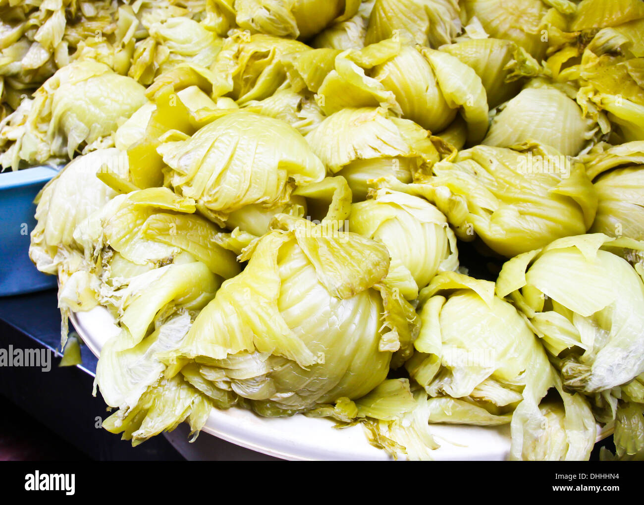 Chinese cabbage pickled , the Chinese vegetable food reserved in chinese market in Thailand Stock Photo