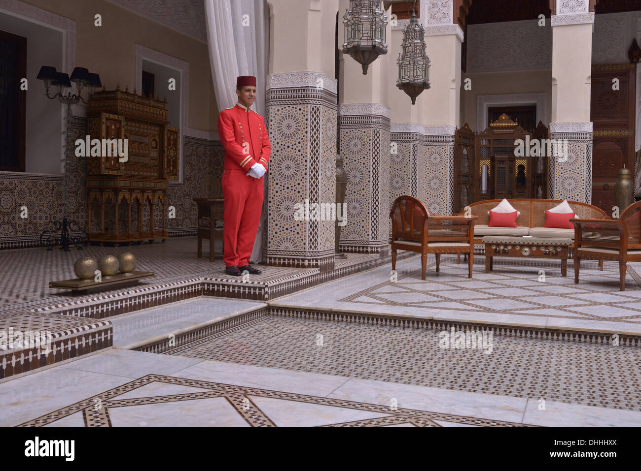 Staff at the Royal Mansour Hotel, Marrakesh, Marrakesh-Tensift-El Haouz region, Morocco Stock Photo