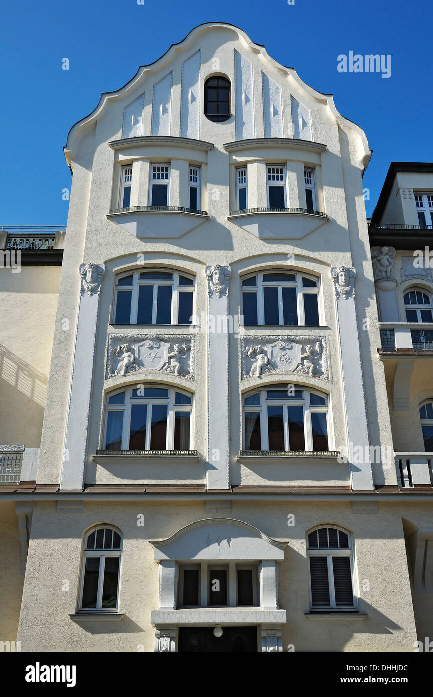 Art Nouveau facade, Bogenhausen, Munich, Upper Bavaria, Bavaria, Germany Stock Photo