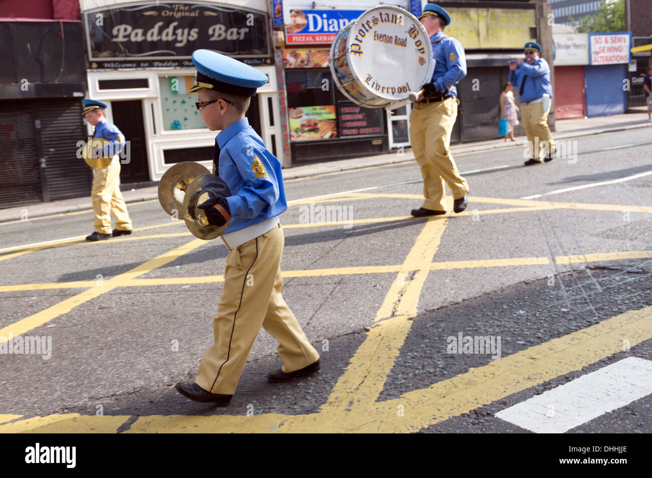 Loyalist Orange Lodge march, London Road, Liverpool, July 2013 Stock Photo