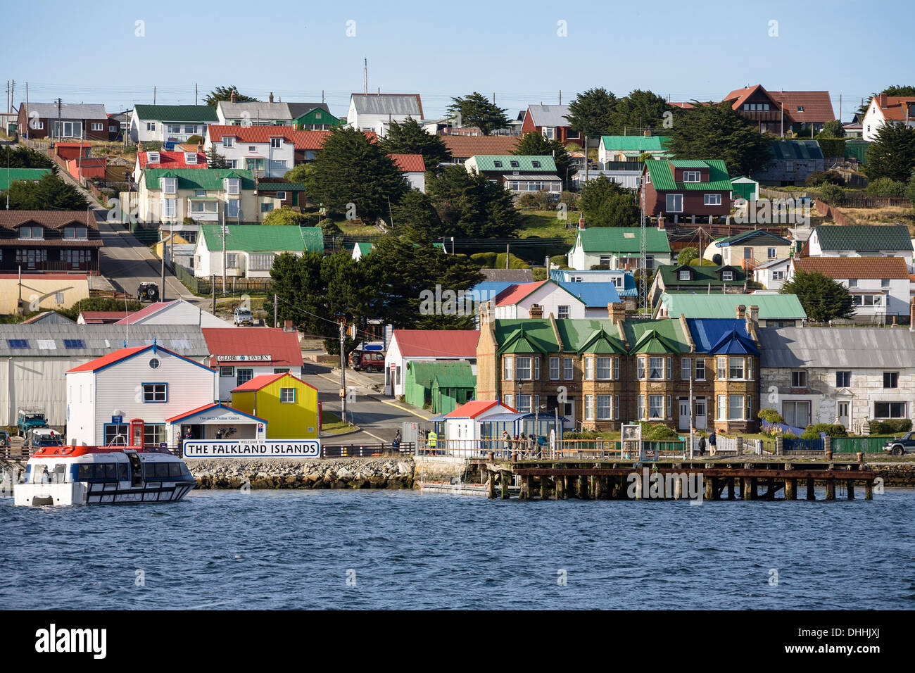Port Stanley, captial of the Falklands, East Falkland, Falkland Islands, Malwinas, British Overseas Territory, South America, So Stock Photo