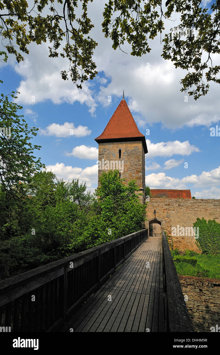 Guard tower, Turm am Frauenhaus, watchtower, ca. 1372, Dinkelsbühl, Middle Franconia, Bavaria, Germany Stock Photo