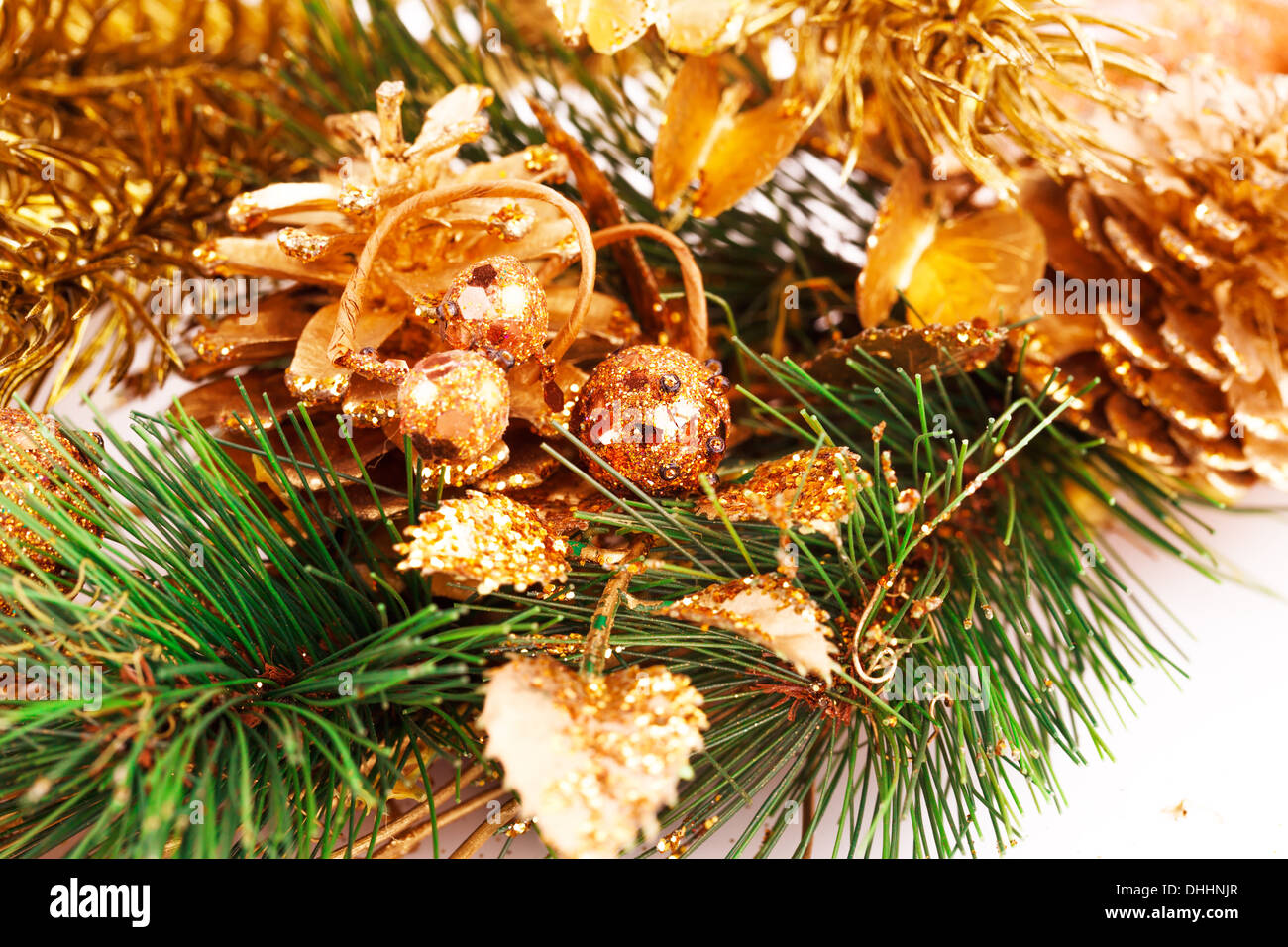 Christmas tree branch with cones closeup image Stock Photo - Alamy