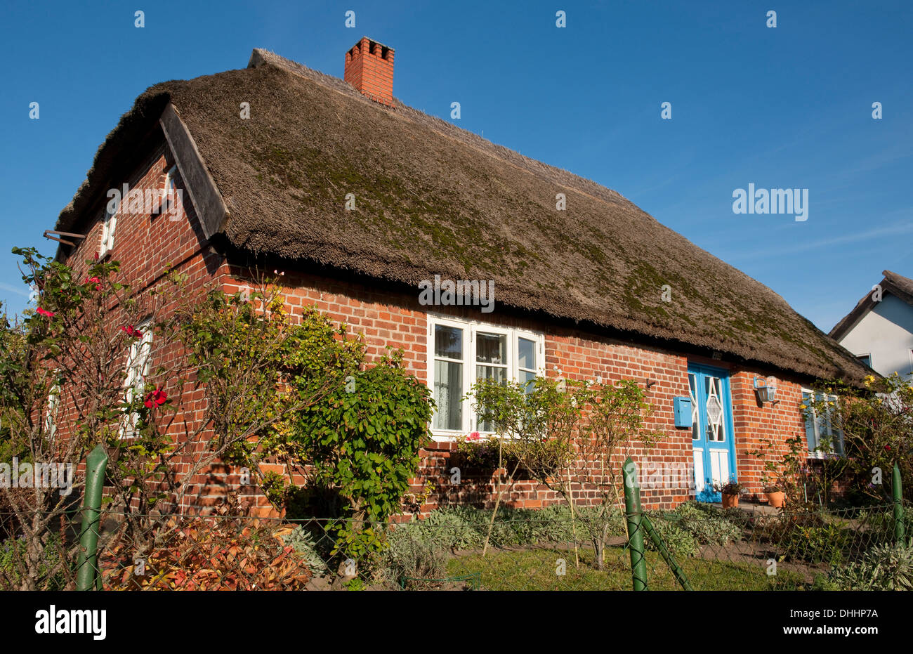 Thatched house, cottage, listed building, Groß Zicker, Rügen, Mecklenburg-Western Pomerania, Germany Stock Photo
