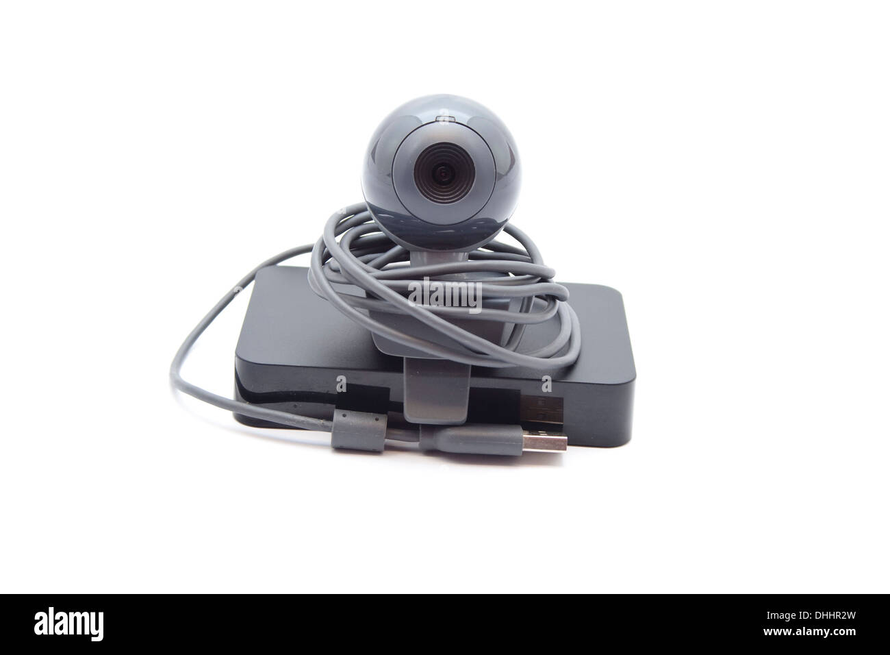 Webcam with External Hard Drive Disk Stock Photo