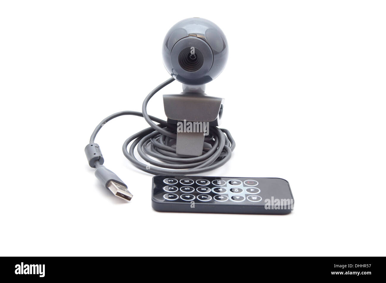 Webcam with Cable and Remote Control Stock Photo