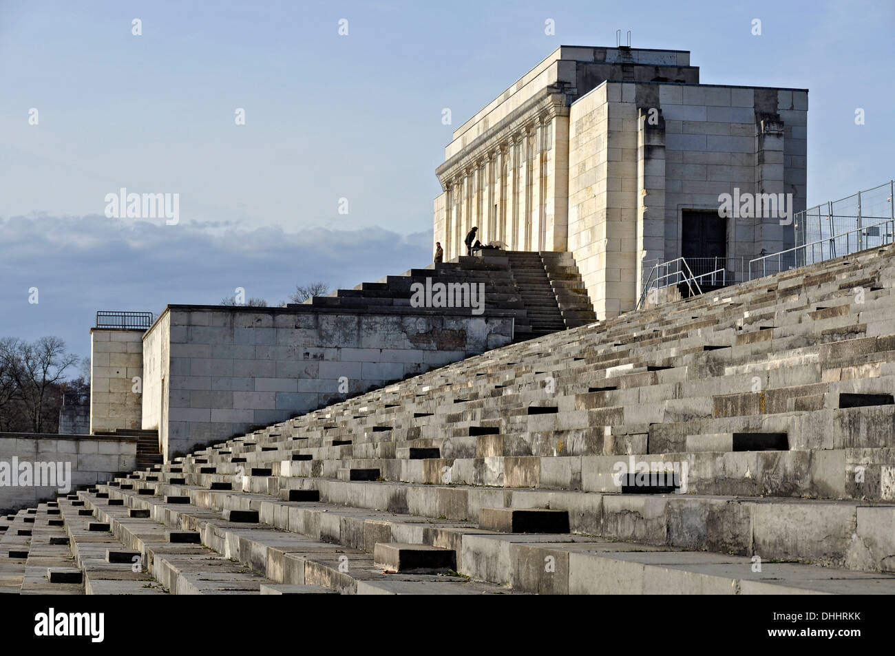 Large grandstand at Zeppelinfeld, Zeppelin Field, Nazi party rally grounds, Nuremberg, Middle Franconia, Bavaria, Germany Stock Photo