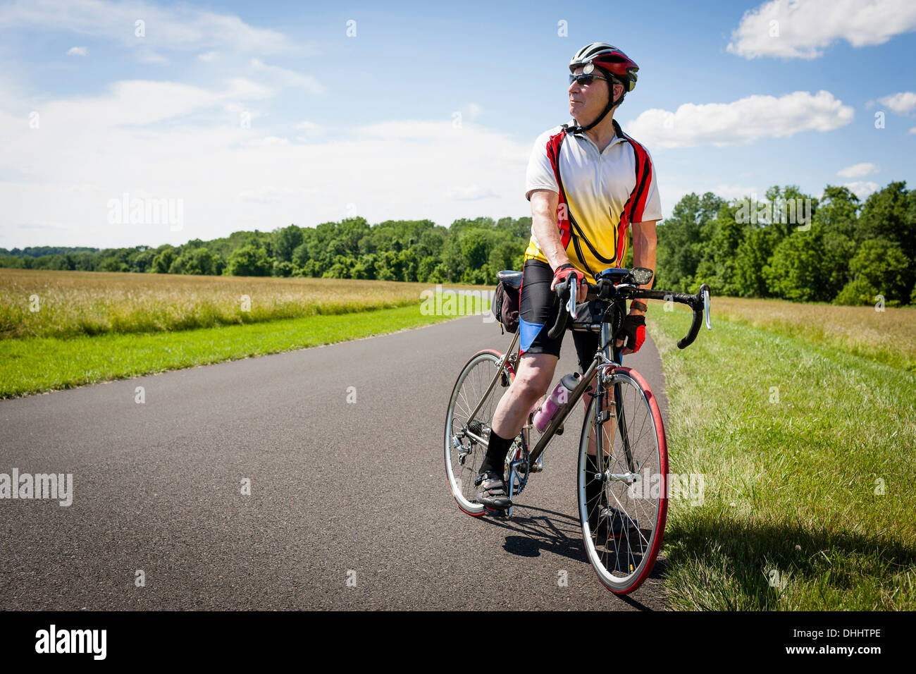 man riding bike