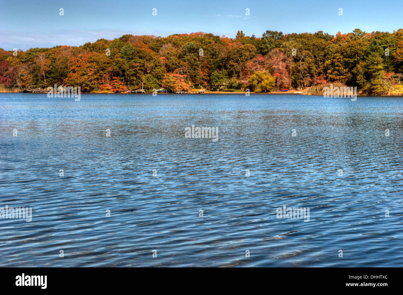 Laurel Lake in Autumn, Laurel, North Fork, Long Island NY Stock Photo