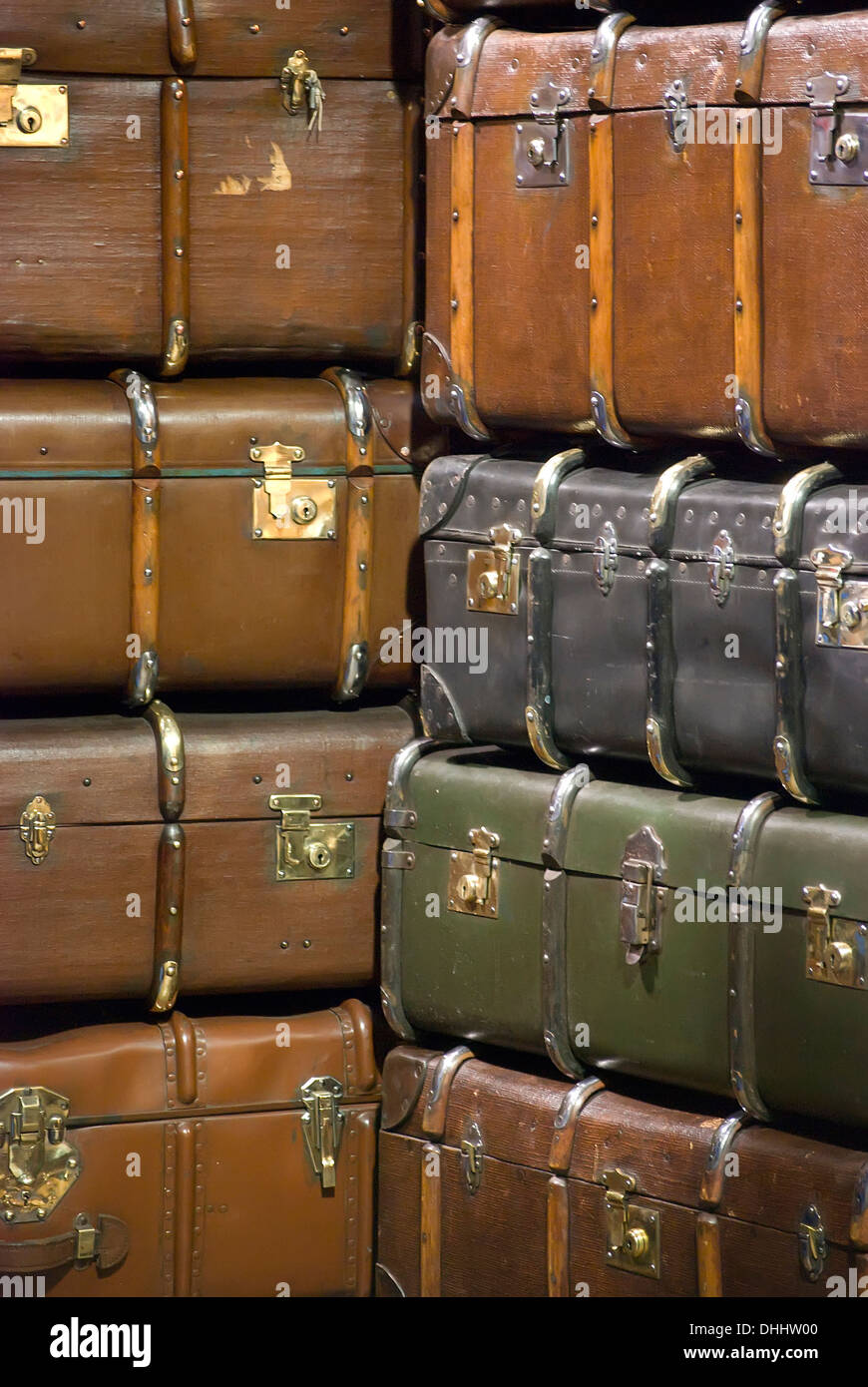 old leather suitcases Stock Photo Alamy