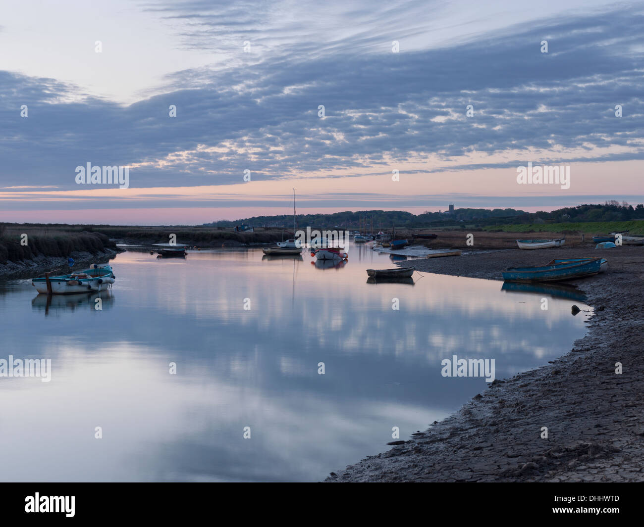 Early morning view of Morston Quay, Norfolk, England Stock Photo