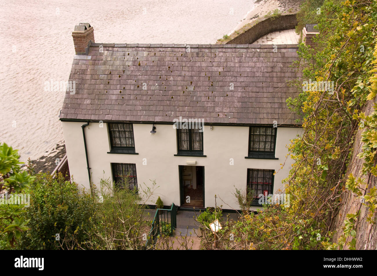 Laugharne,Carmarthen,Wales,UK the home of poet Dylan Thomas,showing the ...