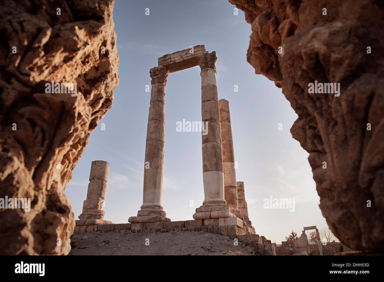 Ruins of roman hercules temple, Amman, Jordan, Middle East, Asia Stock Photo