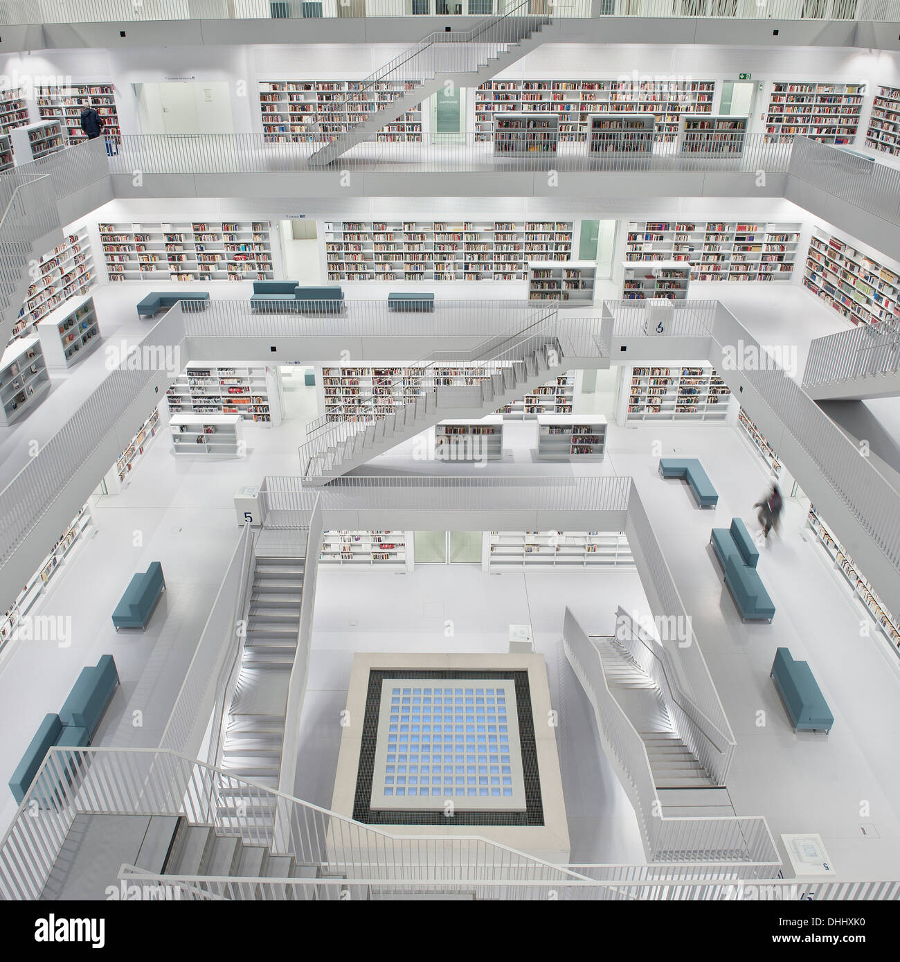 Interior view of the new public library Stuttgart, Baden-Wuerttemberg, Germany, Europe Stock Photo