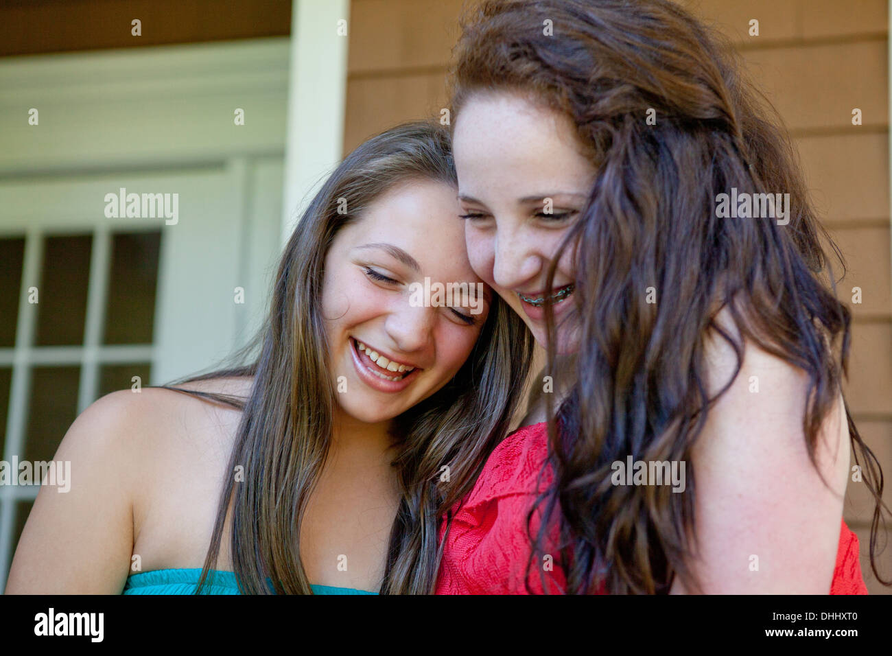 Friends laughing Stock Photo
