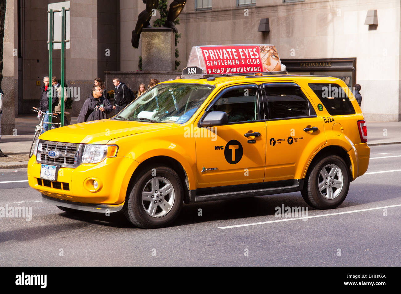 Yellow taxi cabs, Fifth Avenue, New York City, United States of America. Stock Photo