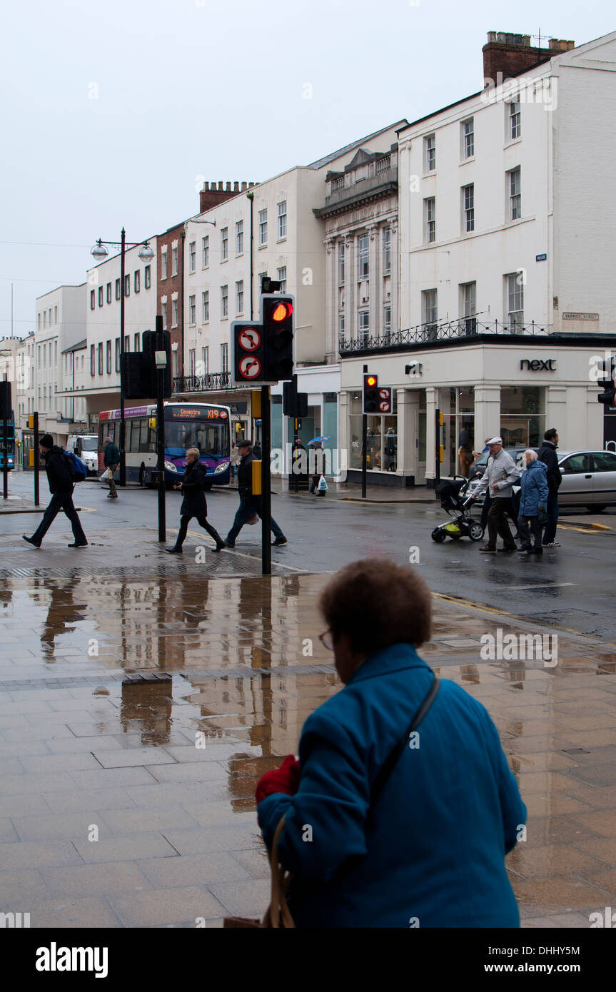 The Parade in wet weather, Leamington Spa, UK Stock Photo Alamy