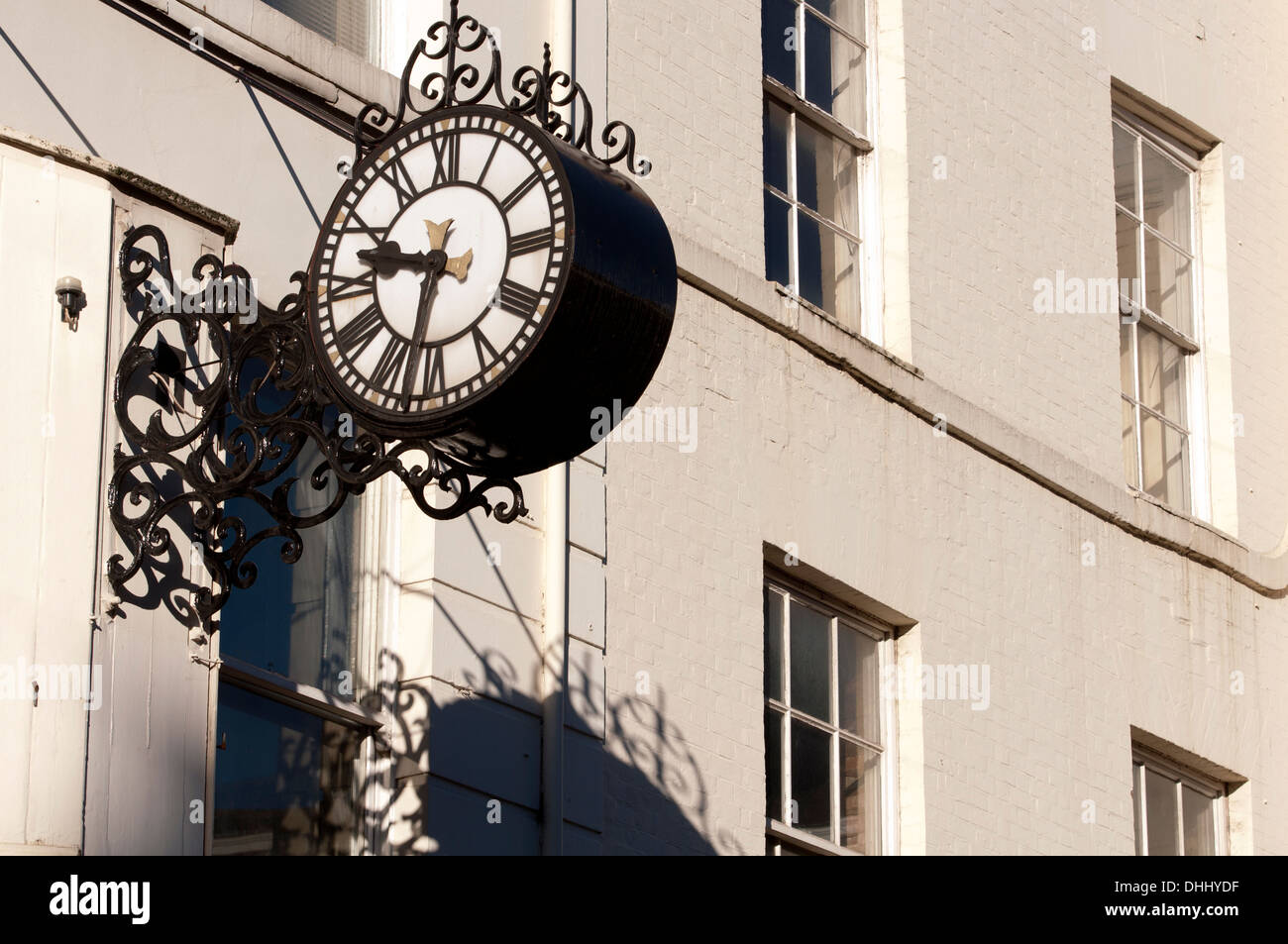 A clock in the Parade, Leamington Spa, Warwickshire, UK Stock Photo