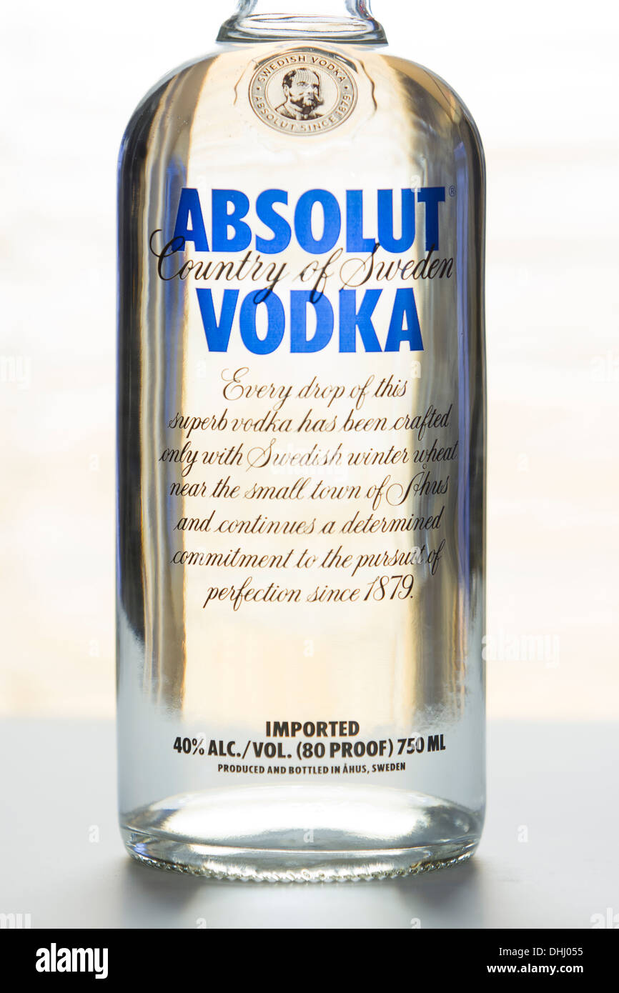 A bottle of Absolut vodka Stock Photo