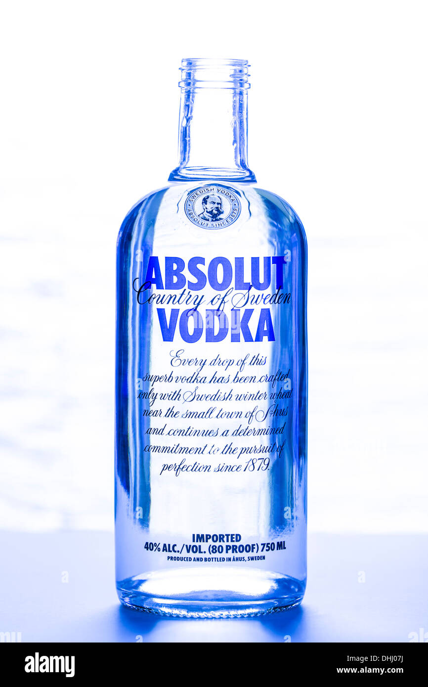 A bottle of Absolut vodka Stock Photo