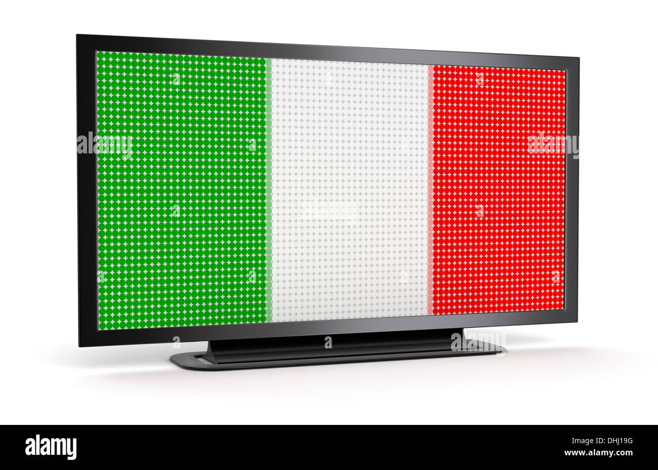 TV with Italian Flag (clipping path included) Stock Photo