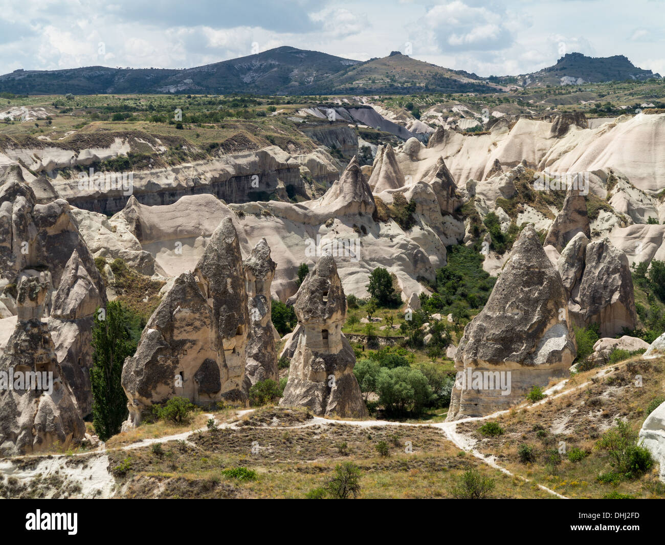 Cappadocia, Anatolia, Turkey - landscape in the Goreme Valley National Park with rock formations Stock Photo