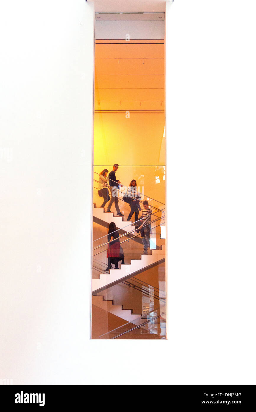 Visitors walking down the stairs,The Museum of Modern Art ( MoMA ) New York City,  United States of America. Stock Photo