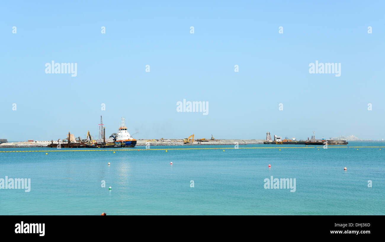 The construction of the US$1.63bn Bluewaters Island project where will be the 210-metre Dubai Eye on September 12, 2013 in Dubai Stock Photo