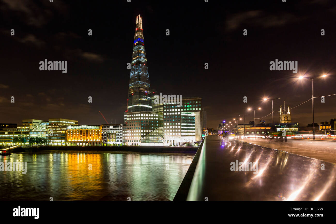 London Bridge and The Shard at night Stock Photo