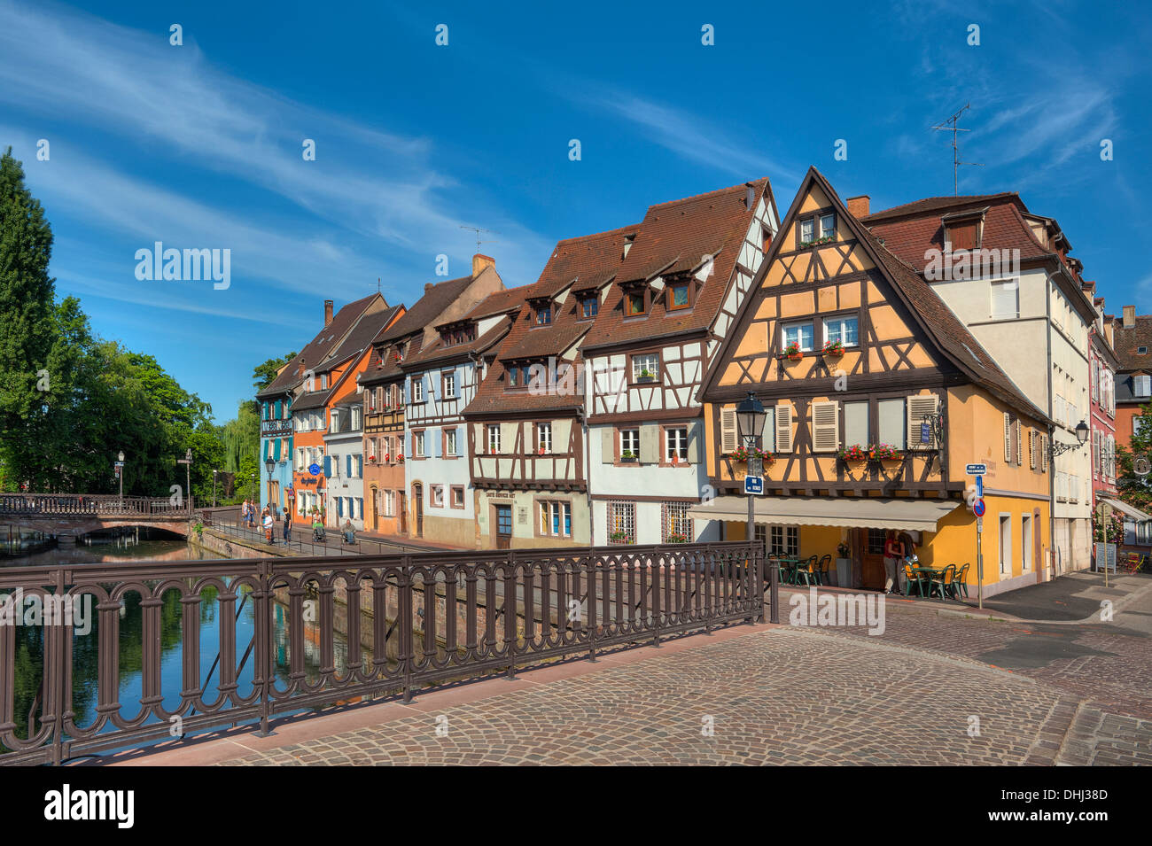 Bridge above the Lauch river, Little Venice, Colmar, Alsace, France, Europe Stock Photo
