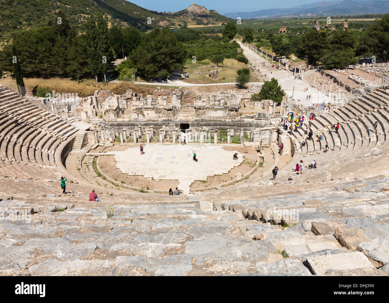 Amphitheater or amphitheatre in old city of Ephesus, Turkey Stock Photo