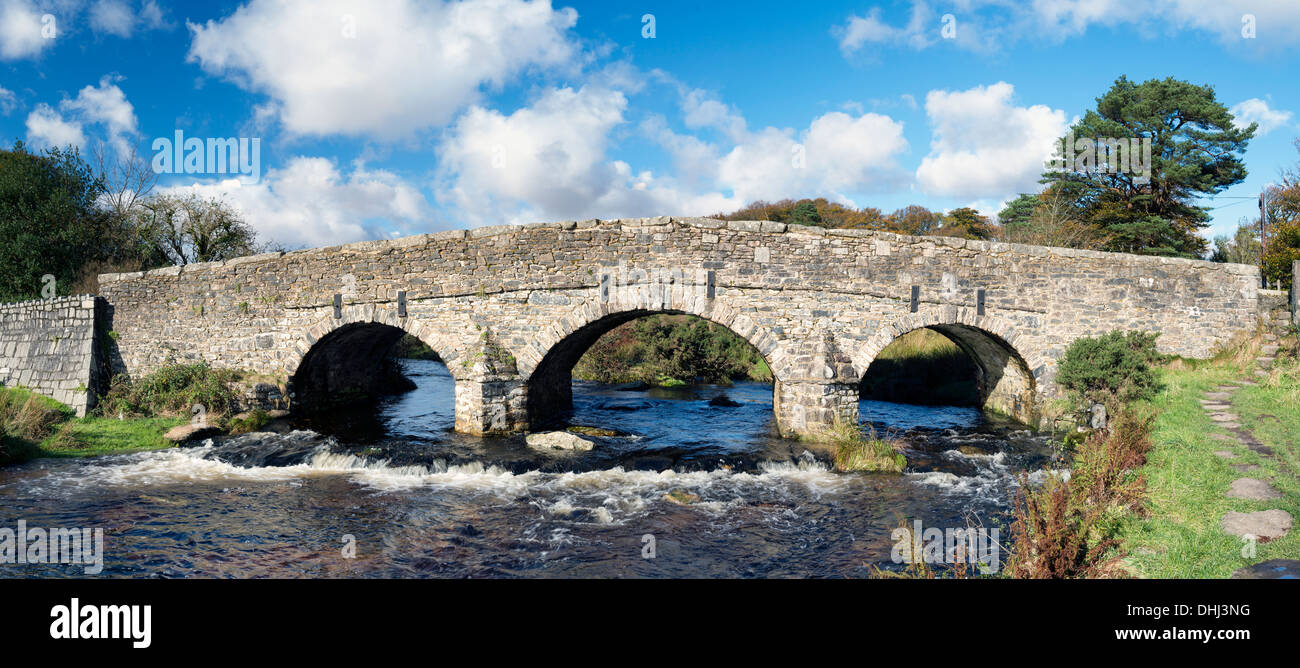A granite bridge over the river Dart at Postbridge on Dartmoor National