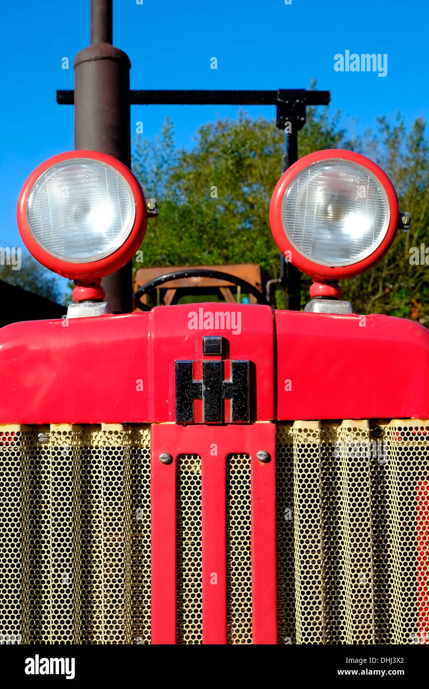 Close-up detail of a refurbished 1950's International Harvester tractor. Devon. UK Stock Photo