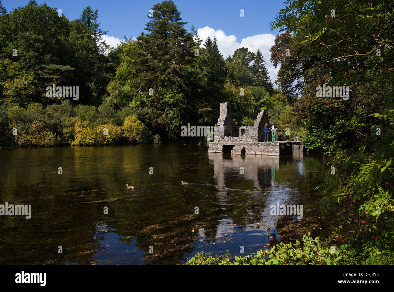 The 12th Century Monk's Fishing House on the Cong River, part of Cong Abbey, Cong, County Mayo, Ireland Stock Photo