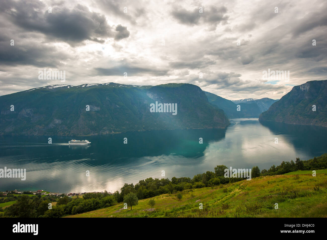 View of Aurlandsfjord, Norway Stock Photo