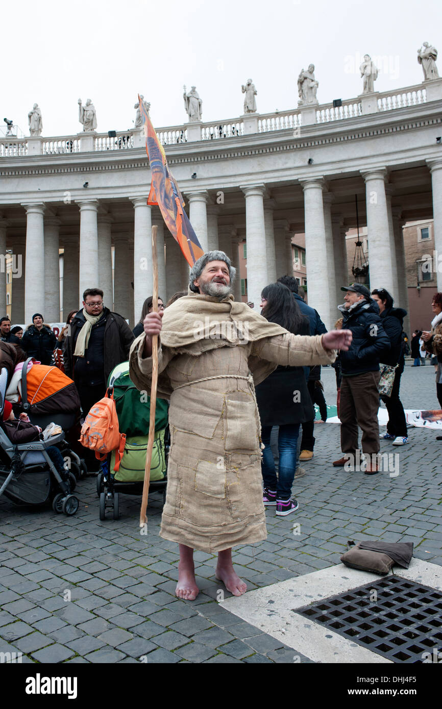 Man in habit in St.Peter's square Stock Photo