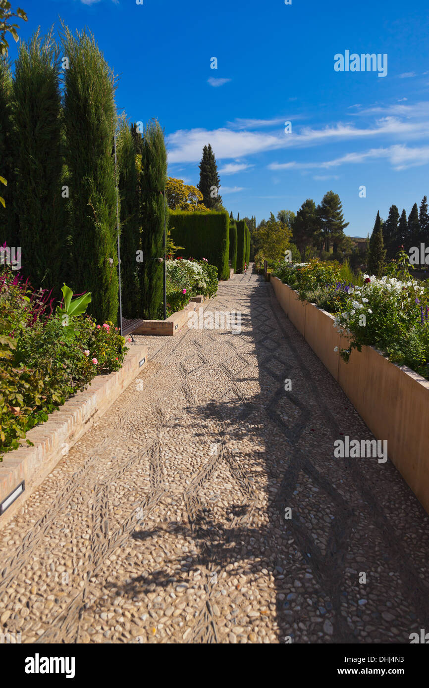 Park in Alhambra palace at Granada Spain Stock Photo