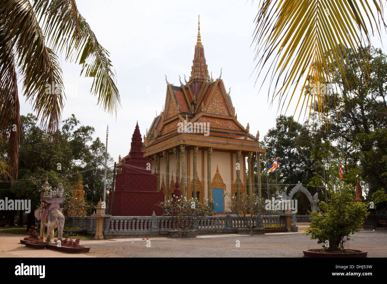 Buddhistic temple in the Kampot province, Cambodia, Asia Stock Photo