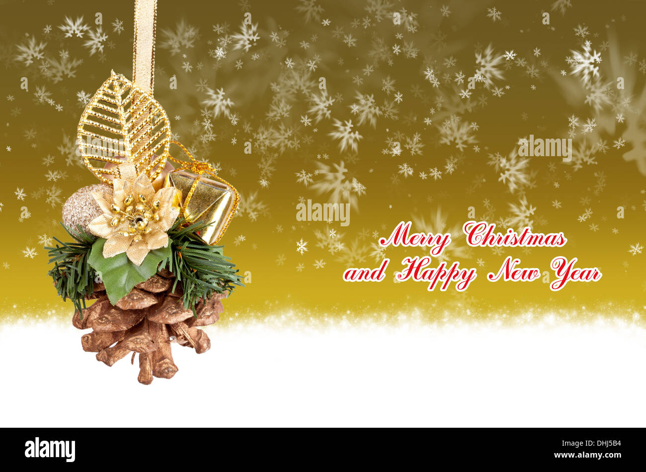 Merry Christmas and Happy New Year gold background with Christmas balls ...