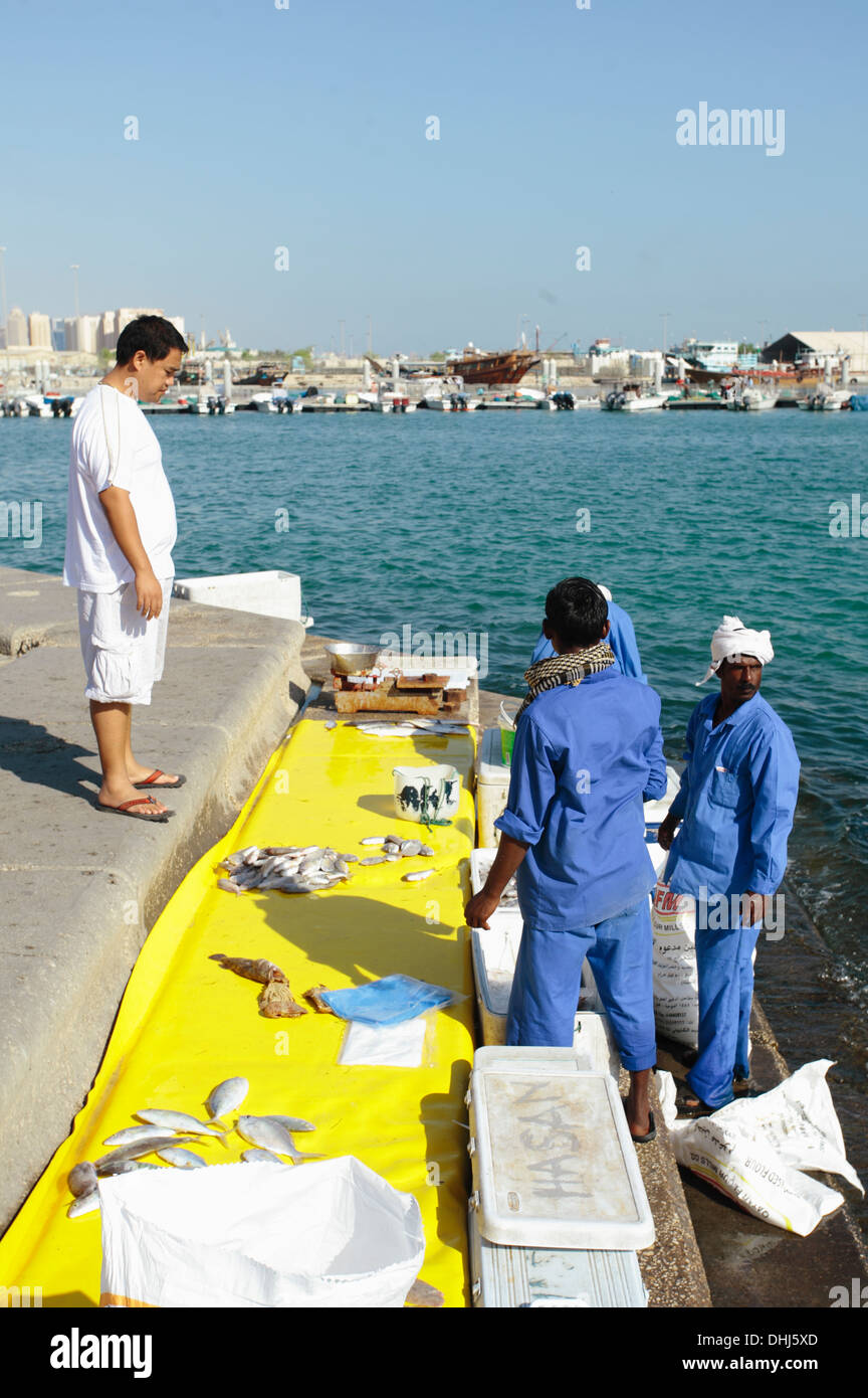 The daily fresh fish market on the Corniche in Doha, Qatar, in Nov 2013