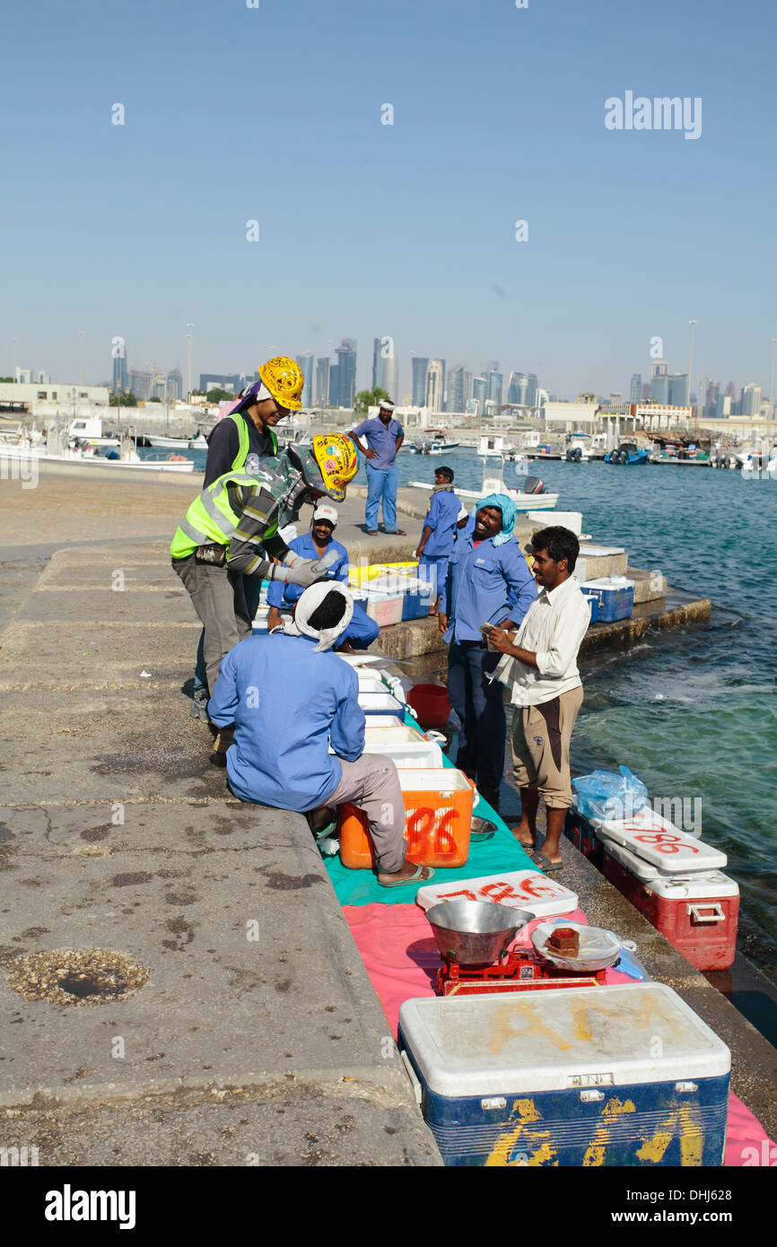 The daily fresh fish market on the Corniche in Doha, Qatar, in Nov 2013