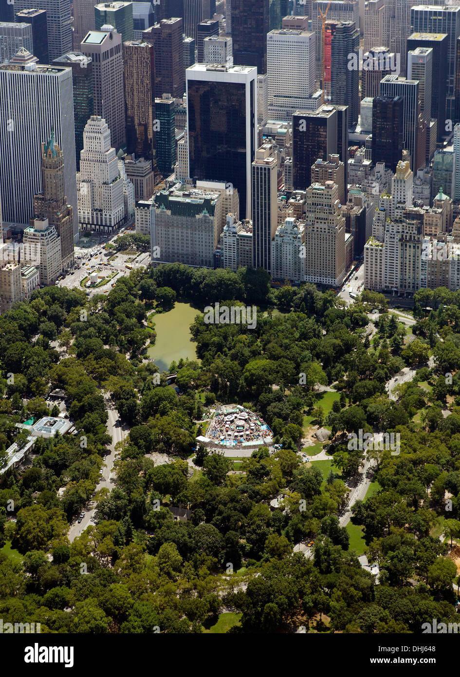 aerial photograph Central Park, Grand Army Plaza, midtown Manhattan, New York City Stock Photo