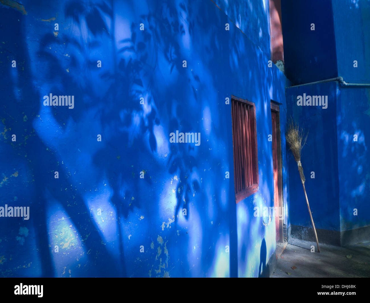 Fengdu blue wall with shadows Stock Photo